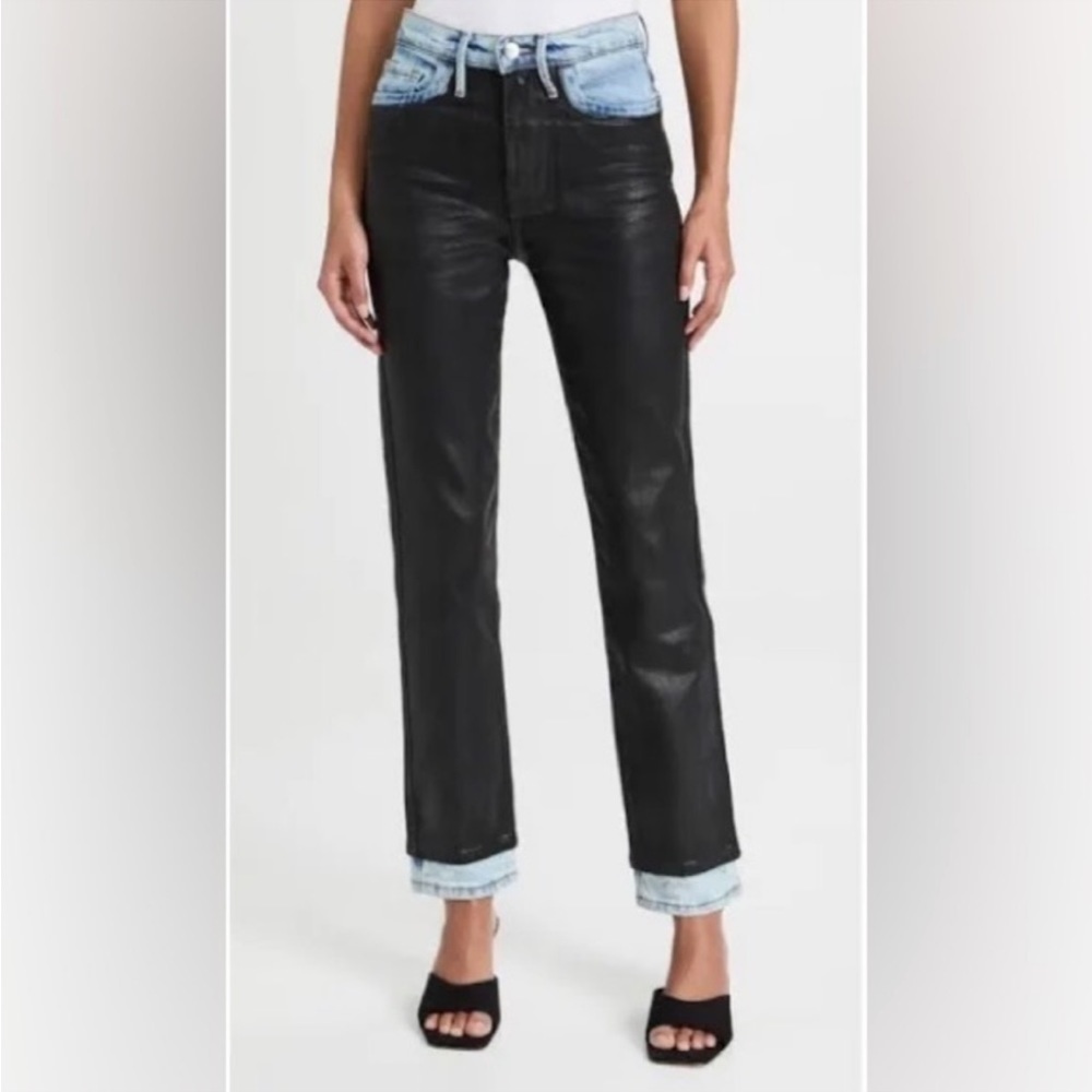 FRAME Le Sylvie Ultra High Rise Coated Combo Jeans Slender Straight leg size 23